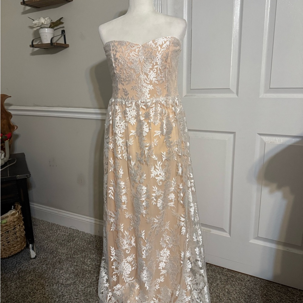 Lulu's Cream and Tan Lace Dress
